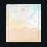 Elegant Pastel Watercolor Monogrammed Anteckningsblock<br><div class="desc">Elegant monogrammat anteckningsblock med bakgrund av pastellets vattenfärg.</div>