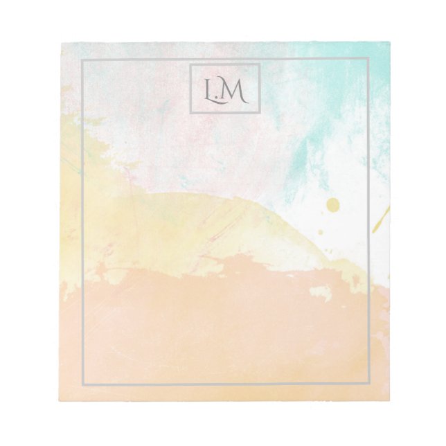 Elegant Pastel Watercolor Monogrammed Anteckningsblock (Framsida)