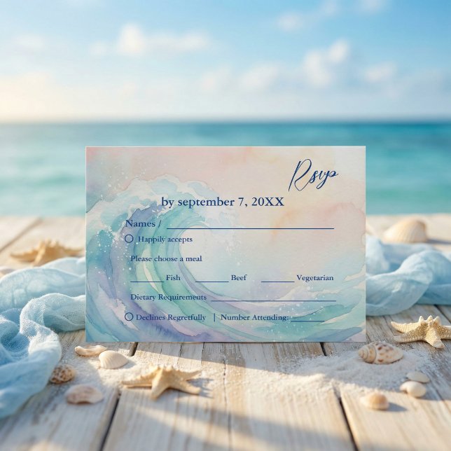 Elegant Pastel Watercolor Rsvp  | Soft Blush   OSA Kort (#WeddingRSVP #WatercolorDesign #ElegantWedding #PastelAesthetic #BeachWedding #SoftColors #Wedding)