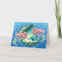 Elegant Pastel Watercolor Sjöjungfruars Note Card