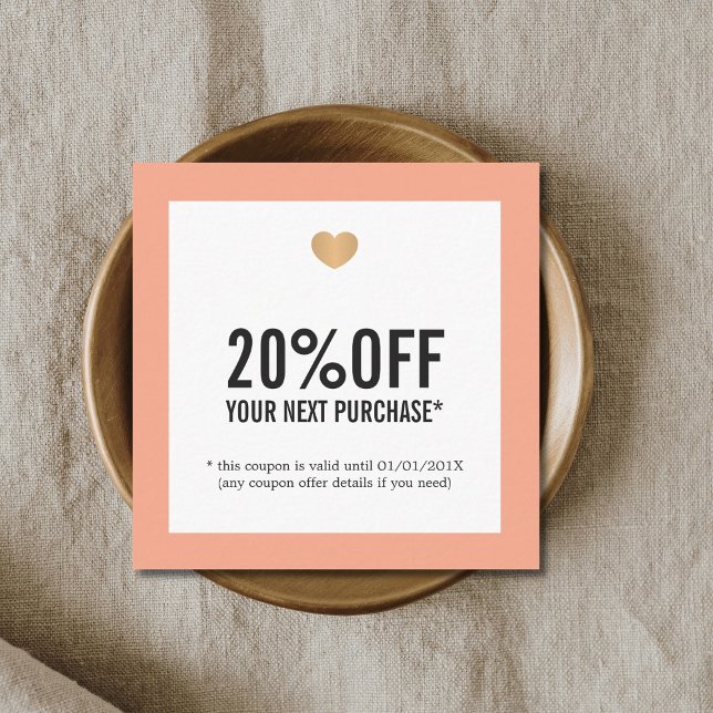 Elegant Pastel White Faux Guld Heart Salon Coupon Rabattkort (Skapare uppladdad)