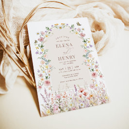 Elegant Pastel WildblomBackyard Garden WedWedding Inbjudningar