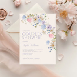 Elegant Pastel Wildblommes Par Shower Inbjudningar