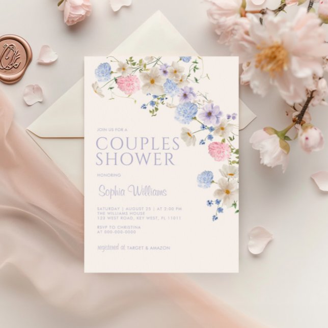 Elegant Pastel Wildblommes Par Shower Inbjudningar (Skapare uppladdad)