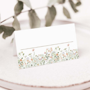 Elegant Pastel Wildbloms Meadow Blommigt Bröllop Placeringskort