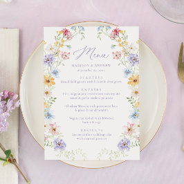 Elegant Pastel Wildflower Garden Wedding Meny