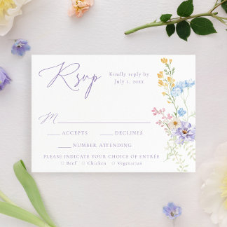 Elegant Pastel Wildflower Garden Wedding OSA Kort