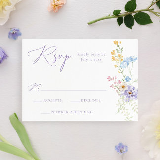Elegant Pastel Wildflower Garden Wedding OSA Kort
