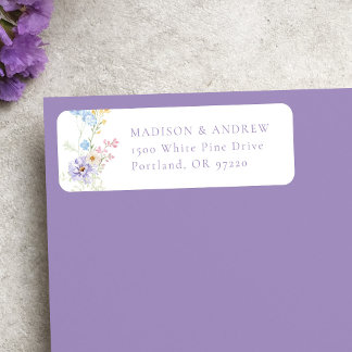 Elegant Pastel Wildflower Wedding Return Address Returadress Etikett