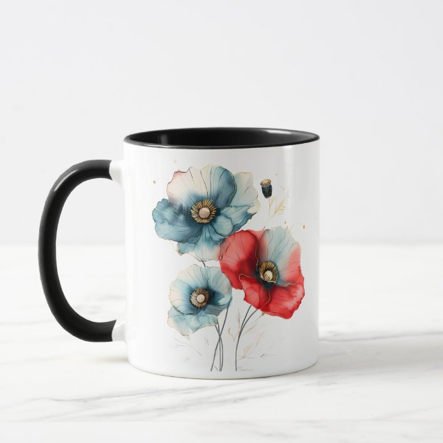 Elegant Pastell Akvarell Blommig Illustration Mugg (Vänster)
