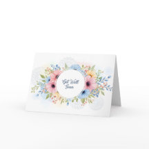 Elegant Pastell Akvarell Blommig "Snart Frisk Igen