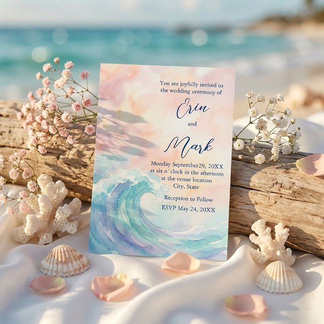 Elegant pastell akvarell inbjudan | Mjuk rosafärga (#pastelinvitation #watercolorinvite #weddinginvitation #minimalinvite #elegantdesign #softcolors )