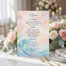 Elegant Pastell Akvarell Meny | Mjuk Rosa & Akvati Inbjudningar