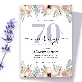 Elegant Pastell Blommig 70-årsfest Inbjudningar