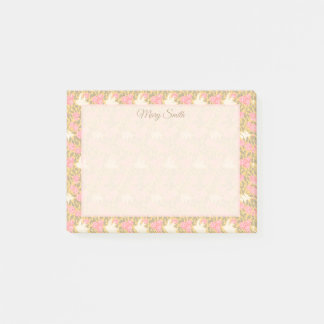 Elegant Pastell Blommig Fågel Kant Design Post-it Block