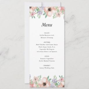 Elegant Pastell Blommig Meny Kort för Evenemang