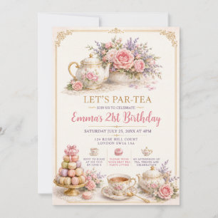 Elegant Pastell Blommig Tea Party 21-årsfirande Inbjudningar