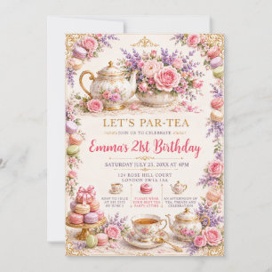 Elegant Pastell Blommig Tea Party 21-årsfirande Inbjudningar