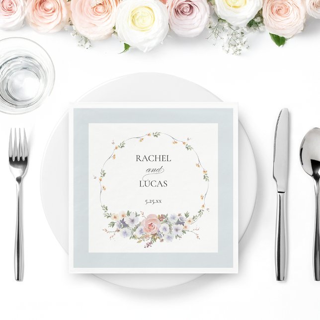 Elegant Pastell Boho Akvarell Blommig Pappersservett (Skapare uppladdad)