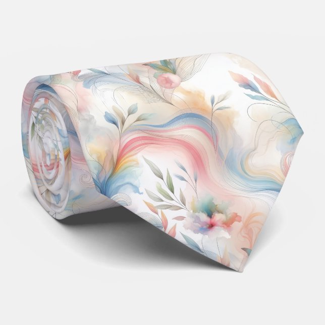 Elegant Pastell Botanisk Akvarell Slips (Rullad)