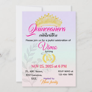Elegant Pastell Botanisk Quinceañera Inbjudan