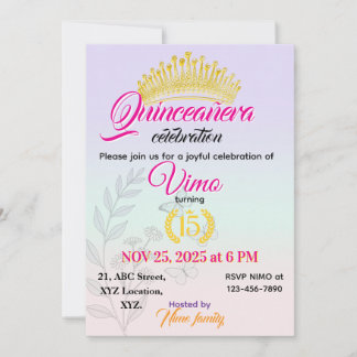 Elegant Pastell Botanisk Quinceañera Inbjudan