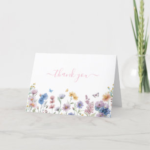 Elegant Pastell Färg Blommor Bröllopsdusch Tack Kort