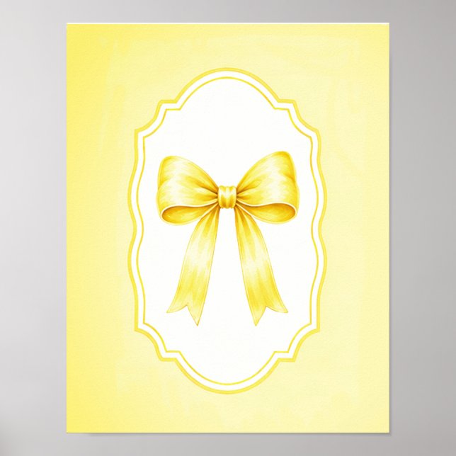 Elegant Pastell Gul Satinbåge Bunden Slinga Poster (Framsidan)