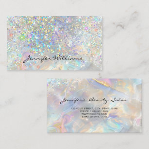 Elegant Pastell Holografisk Glitter Marmor Visitkort