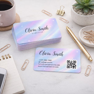 Elegant Pastell Iridescent Skrift Branding QR-kod Visitkort