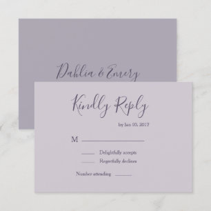 Elegant pastell lila lavendel modern bröllops-rsvp inbjudningar