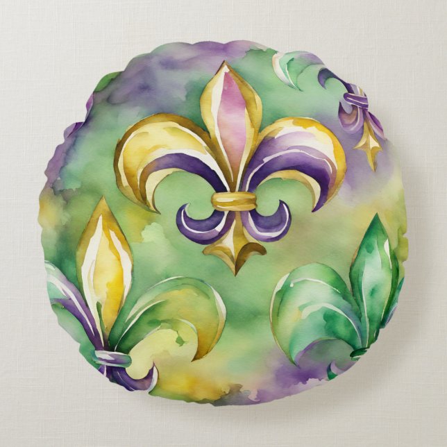 Elegant Pastell Mardi Gras  Rund Kudde (Framsidan)