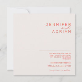 Elegant Pastell Minimal Vit och Röd Modern Enkel Inbjudningar
