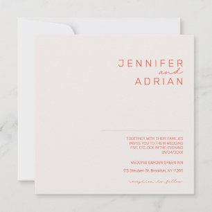 Elegant Pastell Minimal Vit och Röd Modern Enkel Inbjudningar