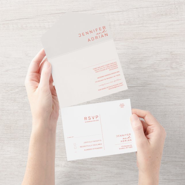 Elegant Pastell Minimal Vit och Röd Modern Försegl (Avrivbar del)