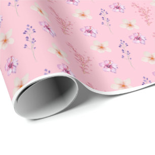 Elegant Pastell Rosa Blommig Ditsy Mönster Inpackn Presentpapper