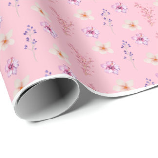 Elegant Pastell Rosa Blommig Ditsy Mönster Inpackn Presentpapper