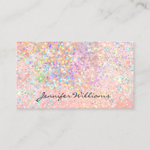 Elegant Pastell Rosa Guld Holografisk Glitter Visitkort