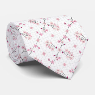 Elegant Pastell Rosa Japansk Körsbärsblomma Slips