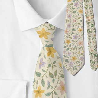 Elegant Pastell Stjärna Blommig Mönster Slips