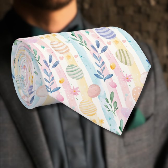 Elegant pastell vattenfärg påskränder ägg slips (Skapare uppladdad)