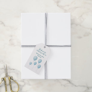 Elegant Pastellblå Ballongpresentkort – Födelsedag Presentetikett