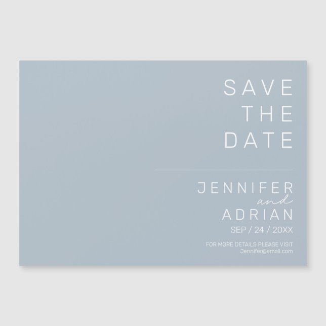 Elegant Pastellblå Minimal Modern Spara Datum (Framsida)