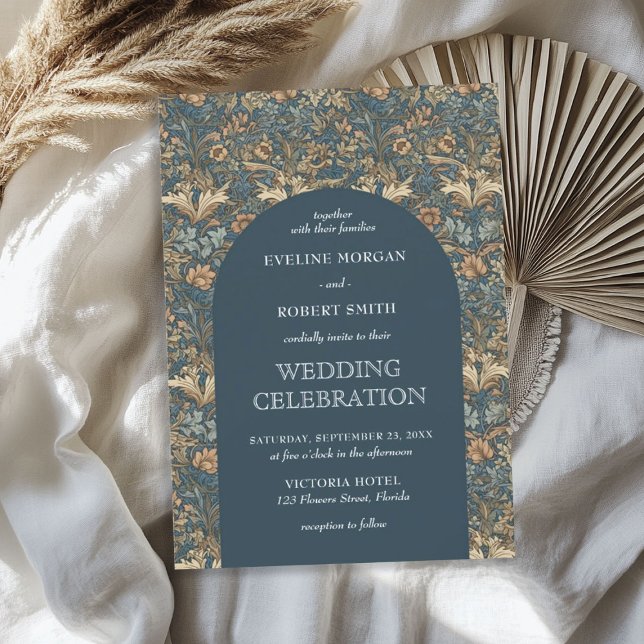 Elegant pastellblått elfenben blommigt Art nouveau Inbjudningar (Elegant pastel blue ivory floral Art Nouveau Invitation)