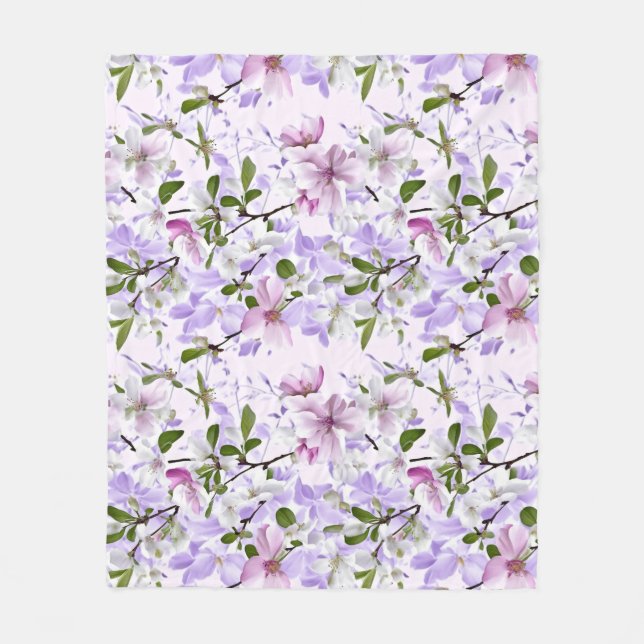 Elegant Pastellblomma  Fleecefilt (Framsidan)