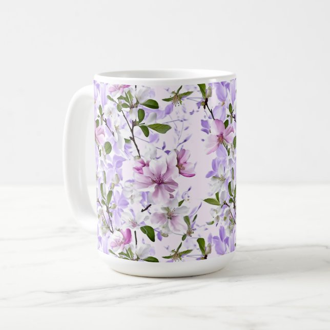 Elegant Pastellblomma Kaffemugg (Framsida vänster)