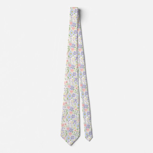elegant pastellfärgad blommig slips (Framsida)