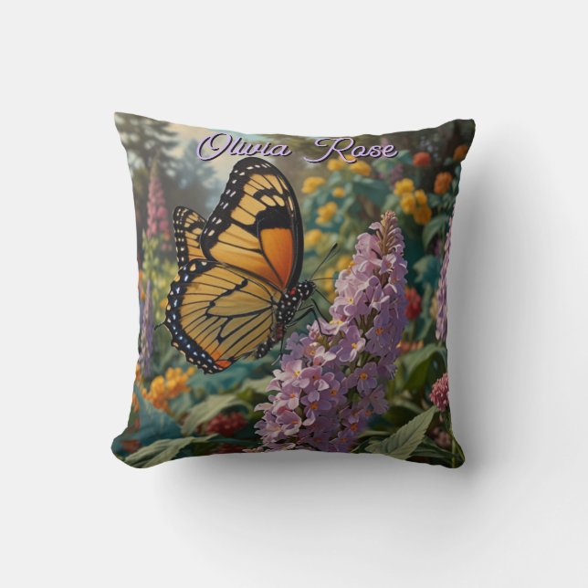 Elegant pastellfärgad vildblomstrande trädgård med kudde (Framsida)