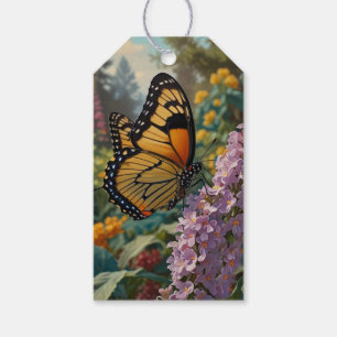 Elegant pastellfärgad vildblomstrande trädgård med presentetikett