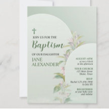 Elegant Pastellgrön Blommig Dop